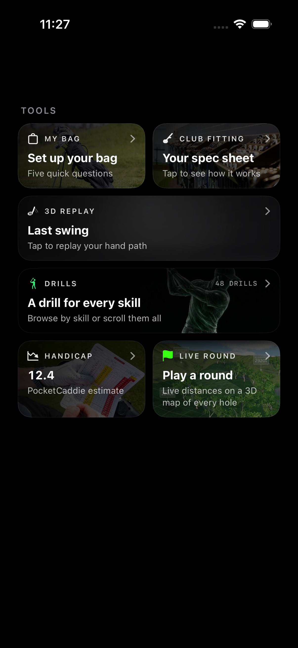 PocketCaddie 6.8.2 Tools section
